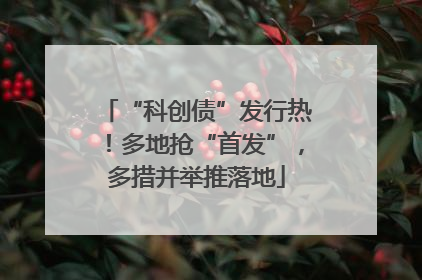 “科创债”发行热！多地抢“首发”，多措并举推落地