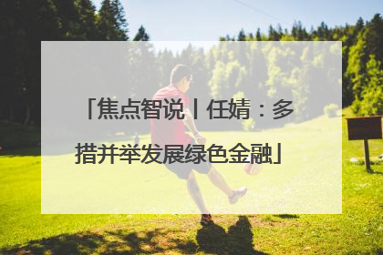 焦点智说丨任婧：多措并举发展绿色金融