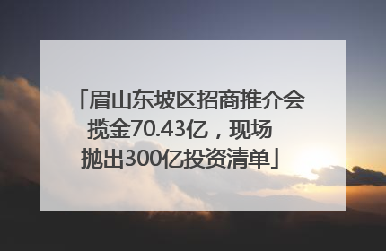 眉山东坡区招商推介会揽金70.43亿，现场抛出300亿投资清单
