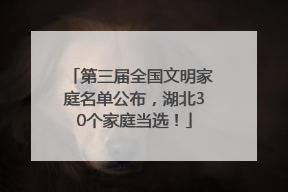 第三届全国文明家庭名单公布，湖北30个家庭当选！