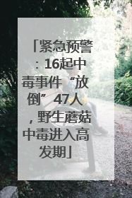 紧急预警：16起中毒事件“放倒”47人，野生蘑菇中毒进入高发期