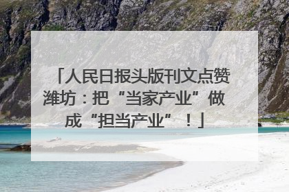 人民日报头版刊文点赞潍坊：把“当家产业”做成“担当产业”！