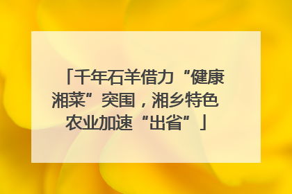 千年石羊借力“健康湘菜”突围，湘乡特色农业加速“出省”