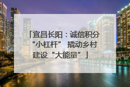 宜昌长阳：诚信积分“小杠杆” 撬动乡村建设“大能量”