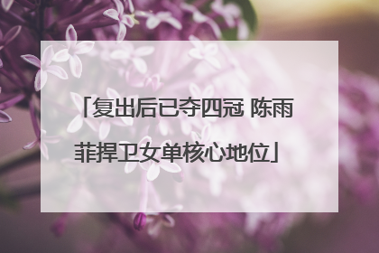 复出后已夺四冠 陈雨菲捍卫女单核心地位