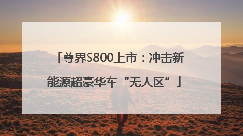 尊界S800上市：冲击新能源超豪华车“无人区”