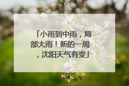 小雨到中雨，局部大雨！新的一周，沈阳天气有变