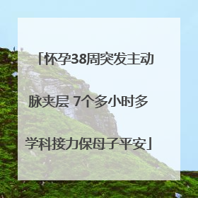 怀孕38周突发主动脉夹层 7个多小时多学科接力保母子平安
