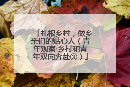 扎根乡村，做乡亲们的贴心人（青年观察·乡村和青年双向奔赴③）