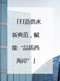 打造供水新典范，赋能“品质西海岸”