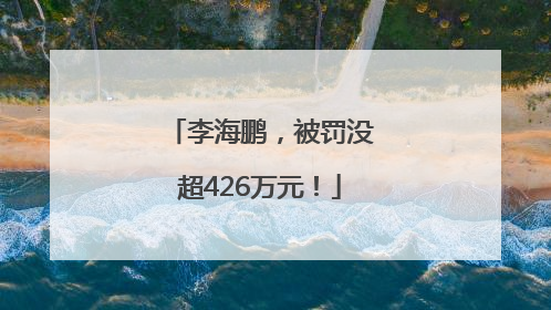 李海鹏，被罚没超426万元！