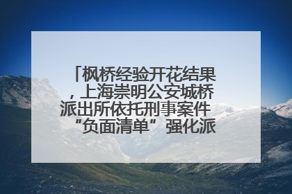 枫桥经验开花结果，上海崇明公安城桥派出所依托刑事案件“负面清单”强化派出所“主防”