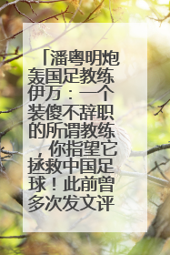 潘粤明炮轰国足教练伊万：一个装傻不辞职的所谓教练，你指望它拯救中国足球！此前曾多次发文评价国足