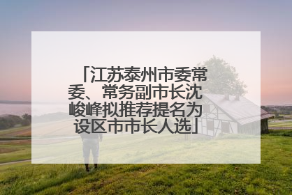 江苏泰州市委常委、常务副市长沈峻峰拟推荐提名为设区市市长人选