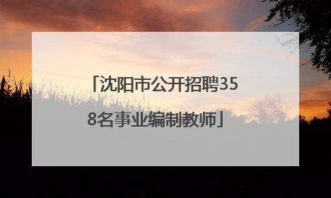 沈阳市公开招聘358名事业编制教师