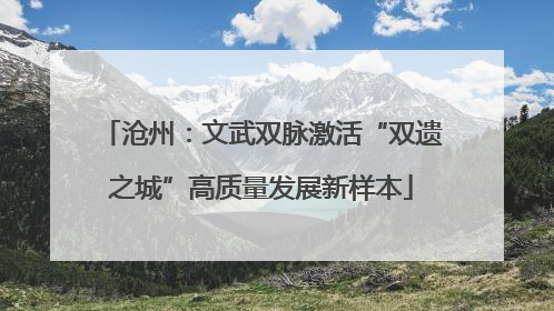 沧州：文武双脉激活“双遗之城”高质量发展新样本