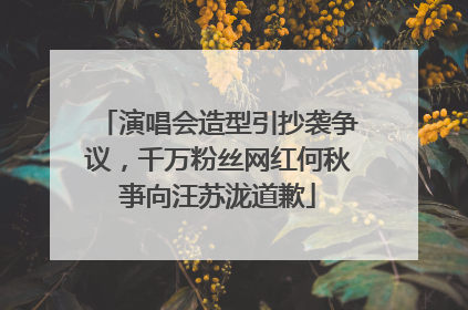 演唱会造型引抄袭争议，千万粉丝网红何秋亊向汪苏泷道歉