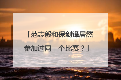 范志毅和保剑锋居然参加过同一个比赛？
