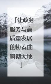 让政务服务与高质量发展的协奏曲响彻大地