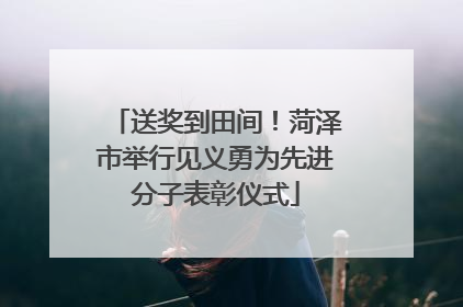 送奖到田间！菏泽市举行见义勇为先进分子表彰仪式