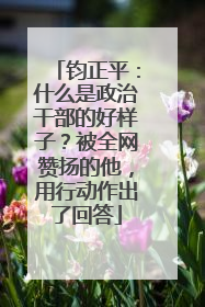钧正平：什么是政治干部的好样子？被全网赞扬的他，用行动作出了回答