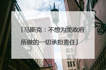 马斯克：不想为美政府所做的一切承担责任