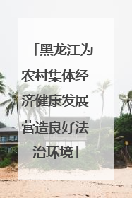 黑龙江为农村集体经济健康发展营造良好法治环境