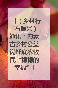 （乡村行·看振兴）通讯：内蒙古乡村公益岗托底农牧民“稳稳的幸福”