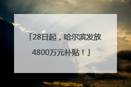 28日起，哈尔滨发放4800万元补贴！